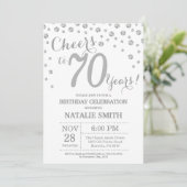 70e verjaardag Zilveren Glitter Diamond uitnodigin Kaart (Staand voorkant)