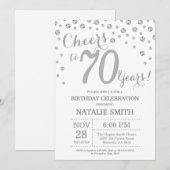 70e verjaardag Zilveren Glitter Diamond uitnodigin Kaart (Voorkant / Achterkant)
