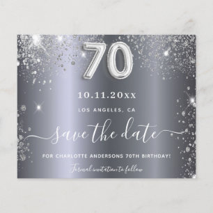 70e verjaardag zilveren glitters budget save the d flyer