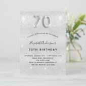 70e verjaardag zilveren metalen luxe kaart (Staand voorkant)