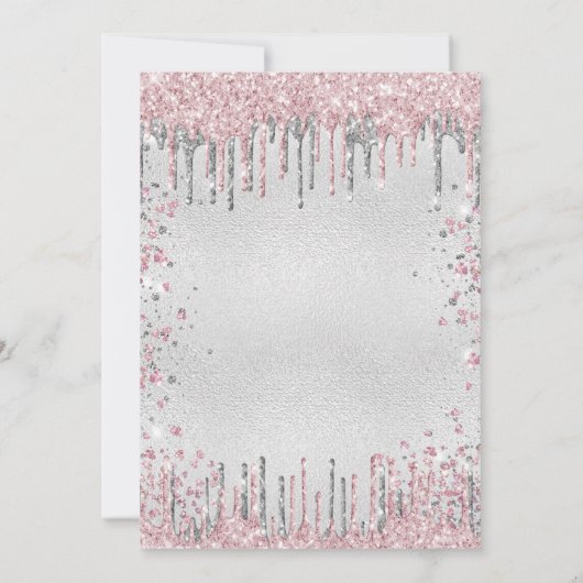 70e verjaardag zilverroze glitter glamoureus kaart (Achterkant)