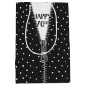 70e verjaardag Zipper op pooldots Medium Cadeauzakje (Voorkant)