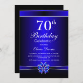 70e verjaardag zwart-blauw kaart (Voorkant / Achterkant)