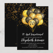 70e verjaardag zwart en goud kaart (Voorkant / Achterkant)