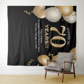 70e verjaardag Zwart en Goud Photo Booth Achtergro Wandkleed (In Situ (horizontaal))