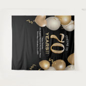 70e verjaardag Zwart en Goud Photo Booth Achtergro Wandkleed (Voorkant (horizontaal))