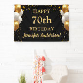 70e verjaardag zwart en goud spandoek (Insitu)