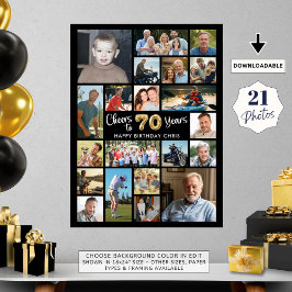 70e verjaardag zwart goud 21 foto's juichen voor j poster