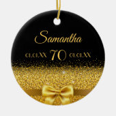 70e verjaardag zwart goud elegante boog naam keramisch ornament (Voorkant)