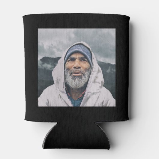 70e verjaardag zwart goud foto blikjeskoeler (Achterkant)