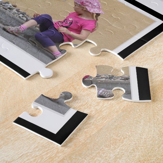 70e verjaardag zwart goud foto collage legpuzzel (Zijkant)