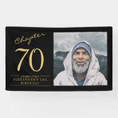 70e verjaardag zwart goud foto spandoek (Horizontaal)