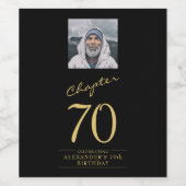 70e verjaardag zwart goud foto wijn etiket (Enkel label)
