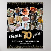 70e verjaardag zwart goud fotofeest poster (Voorkant)