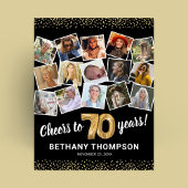 70e verjaardag zwart goud fotofeest poster