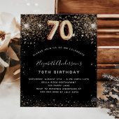 70e verjaardag zwart goud glitter budget uitnodigi flyer