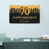 70e verjaardag zwart goud glitter druppels spandoek (Beurs)