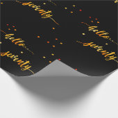 70e verjaardag zwart goud hallo 70 typografie cadeaupapier (Hoek)