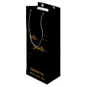 70e verjaardag zwart goud hallo 70 typografie wijn cadeautas (Achterkant Gekanteld)