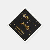 70e verjaardag zwart goud hallo naamscript 70 servet (Hoek)