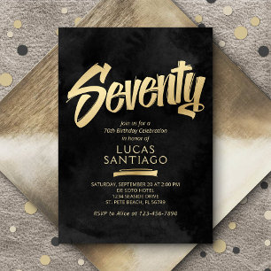 70e verjaardag zwart goud kaart