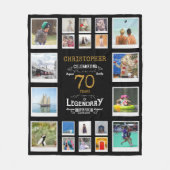 70e Verjaardag Zwart Goud Legendary 20 Foto Fleece Deken (Voorkant)