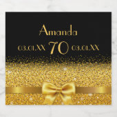 70e verjaardag zwart goud luxueus monogram sparkling wijnetiket (Enkel label)
