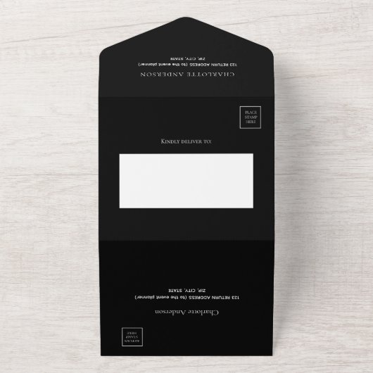 70e verjaardag zwart goud RSVP All In One Uitnodiging (Buitenkant)