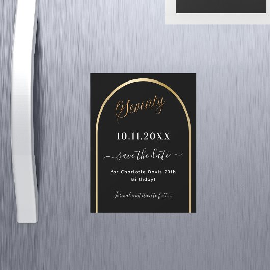 70e verjaardag zwart goud Save the Date magneet