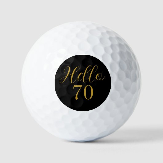 70e verjaardag Zwart Goud Verjaardag Golfballen (Voorkant)