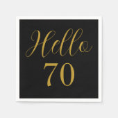 70e verjaardag Zwart Goud Verjaardagsfeest Servet (Voorkant)