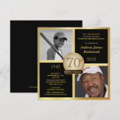 70e verjaardag zwart & gouden foto's - Nu 2 foto's Kaart (Voorkant / Achterkant)