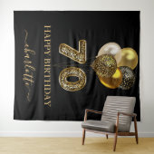 70e verjaardag zwart gouden luipaard naam schrift wandkleed (In Situ (horizontaal))