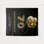70e verjaardag zwart gouden luipaard naam schrift wandkleed (Voorkant (horizontaal))