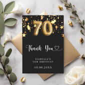 70e verjaardag zwart gouden sterren bedankkaart