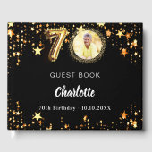 70e Verjaardag zwart gouden sterren foto Gastenboek (Voorkant)