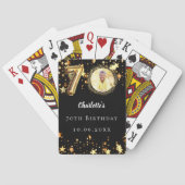 70e verjaardag zwart gouden sterren foto pokerkaarten (Achterkant)