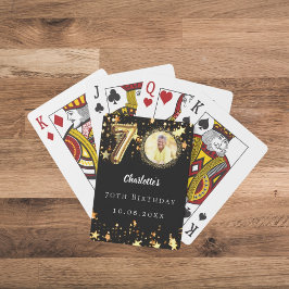 70e verjaardag zwart gouden sterren foto pokerkaarten