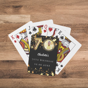 70e verjaardag zwart gouden sterren foto pokerkaarten