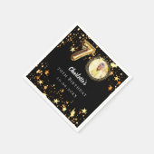 70e verjaardag zwart gouden sterren foto servet (Hoek)