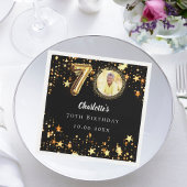70e verjaardag zwart gouden sterren foto servet