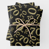 70e verjaardag zwart/goudkleurig patroon 70 inpakpapier vel (In situ)