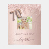 70e verjaardag zwart roos goud glitter druppelt fo fleece deken (Voorkant)