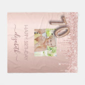 70e verjaardag zwart roos goud glitter druppelt fo fleece deken (Voorkant (Horizontaal))