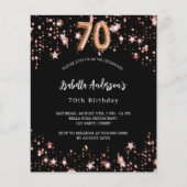 70e verjaardag zwart roos gouden budget uitnodigin (Voorkant)