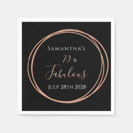 70e Verjaardag Zwart Roos Gouden Verjaardag Party Servet