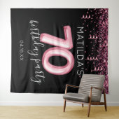 70e verjaardag zwart roze foto achtergrond wandkleed (In Situ (horizontaal))