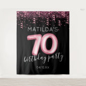 70e verjaardag zwart roze foto achtergrond wandkleed (Voorkant)