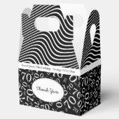 70e verjaardag zwart/wit getallenpatroon bedankdoosjes (Geopend)