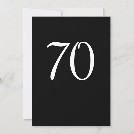 70e verjaardag zwart-wit kaart (Achterkant)